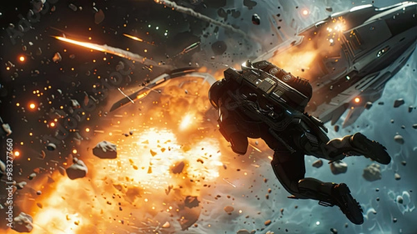 Obraz A scifi game action scene.