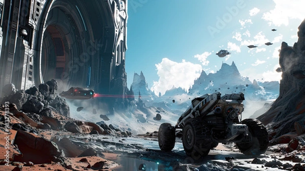 Obraz A scifi game action scene.