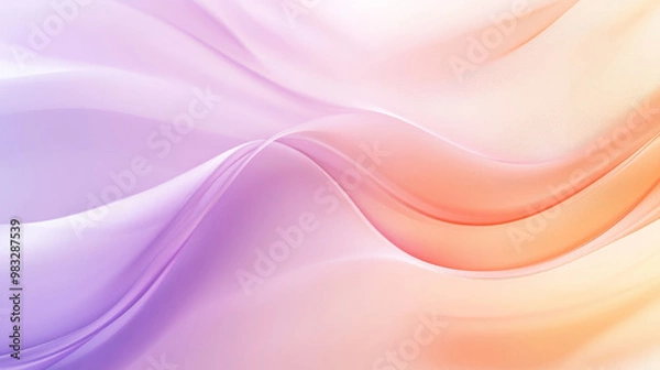 Obraz Liquid gradient waves in soft peach and light lavender, forming smooth, flowing curves against geometric angles in an abstract background.