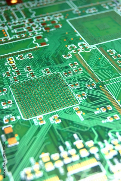 Fototapeta Печатная плата для электроники крупным планом