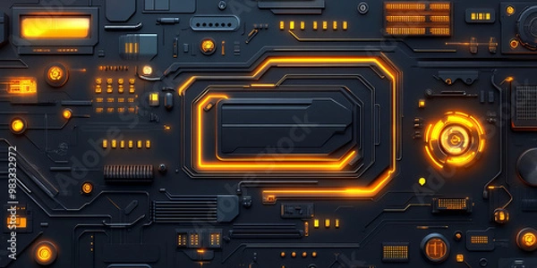 Fototapeta Abstract Industrial Background with Futuristic Organic Shapes and Geometric Patterns, High-Tech Texture, and Modern Design Elements for Architectural and Technology Concepts