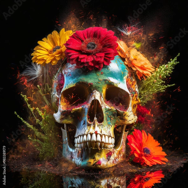 Fototapeta Skull Flower