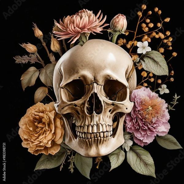 Fototapeta Skull Flowery