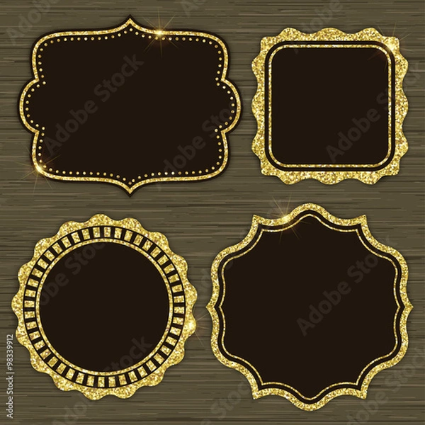 Obraz Set of 4 gold glitter frames