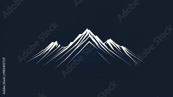 Obraz Simple white mountain silhouette on a dark blue background.