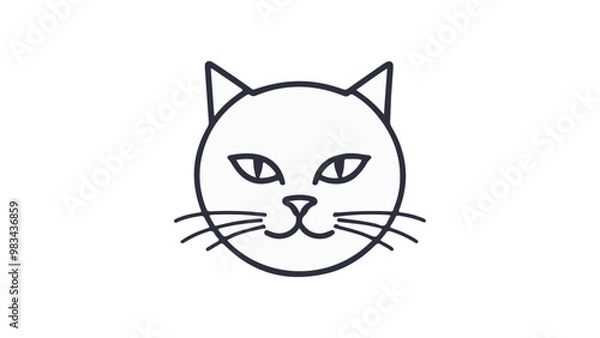 Fototapeta simple cute cat outline vector illustration