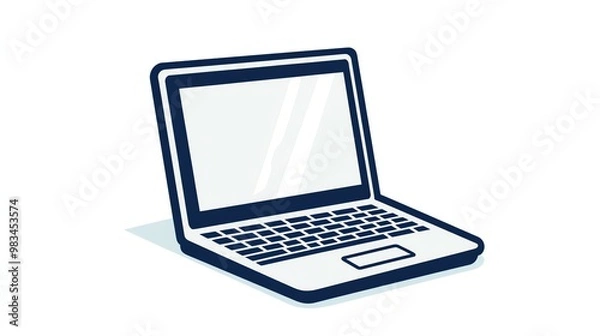 Fototapeta A simple illustration of a laptop computer with a blank screen.