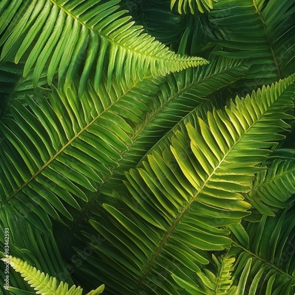 Fototapeta Lush Green Fern Leaves in Natural Background