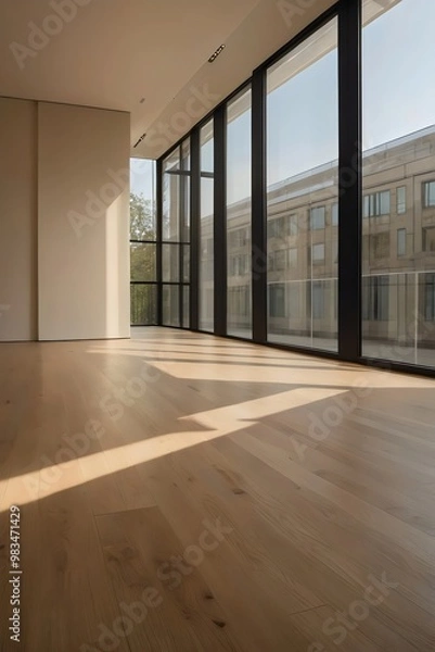 Fototapeta Empty room for interior design and decoration, walls, windows, and floor.Generative AI.