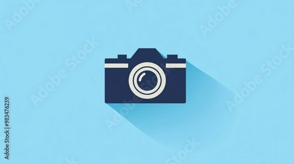 Fototapeta A simple camera icon with a long shadow.