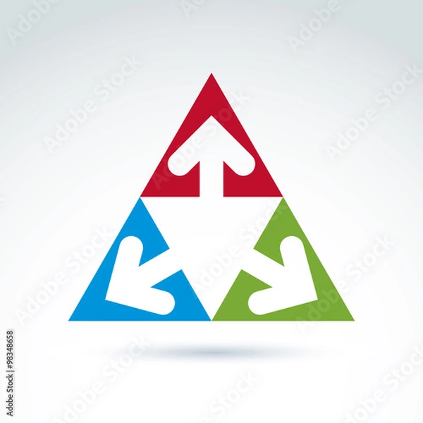 Fototapeta Vector abstract triangular icon with arrow, abstract symbol