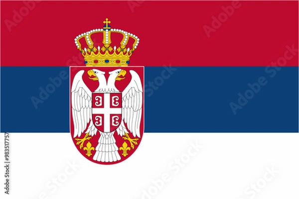 Fototapeta Serbia official flag vector with standard size and proportion. National flag emblem with accurate size and colors.
