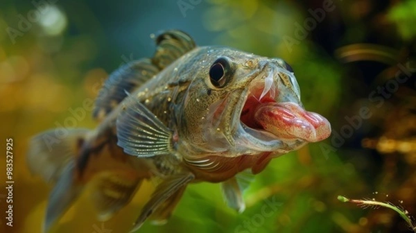 Fototapeta Vibrant Aquatic Creature with Captivating Gape in Natural Habitat