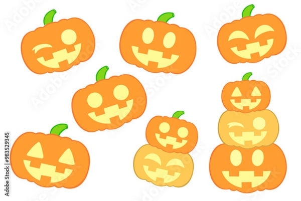Obraz カボチャおばけ素材セット②