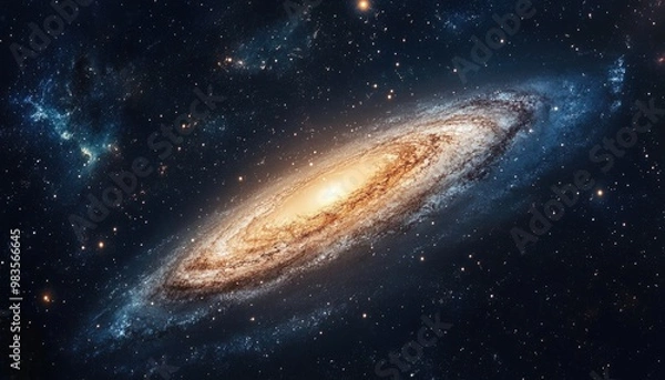 Fototapeta Illuminated galaxy set against a dark expanse filled with stars