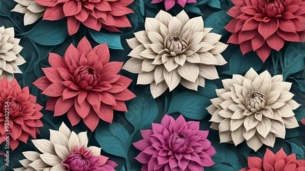 Obraz whimsical dahlias texture