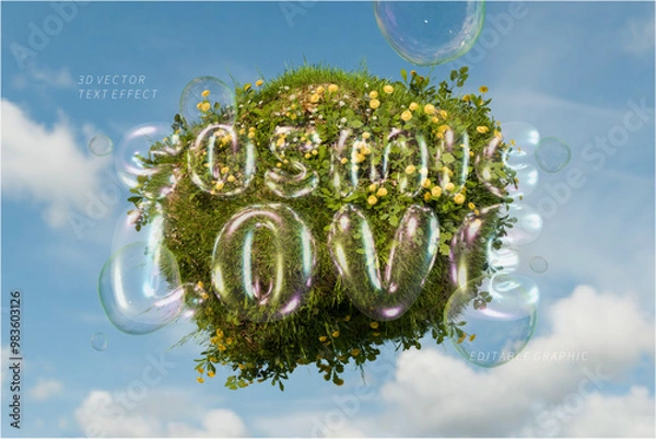 Obraz Cosmic love 3d inflated editable text effect