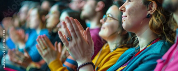 Obraz Audience clapping their hands at a large event