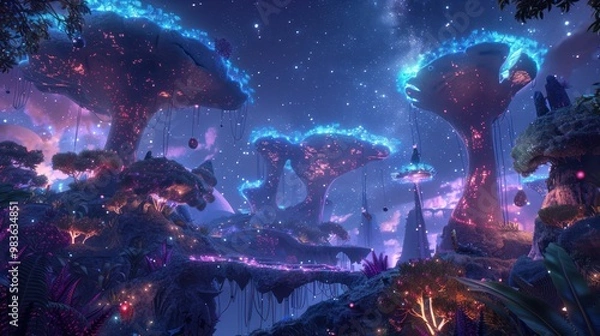 Fototapeta Fantasy Forest Under a Starry Sky