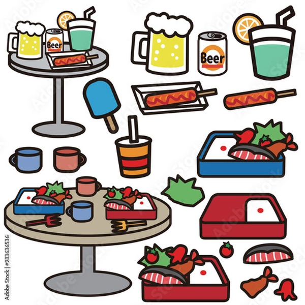 Fototapeta ピクニックの食べ物沢山