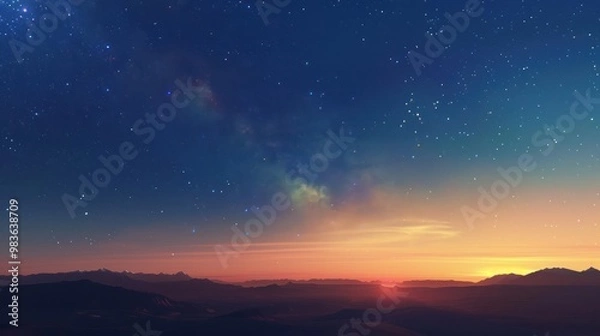 Fototapeta Starry Sky Over Mountains