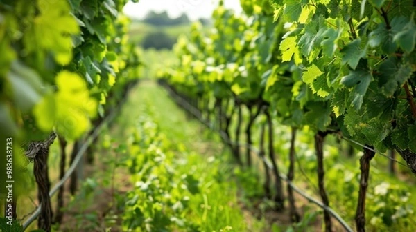 Fototapeta Vineyard Rows in Summer