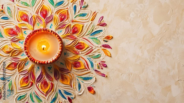 Obraz Diwali. Divali. Deepavali or Dipavali is the festival of lights. Burning candles in the temple	