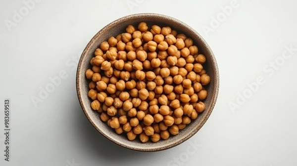 Fototapeta Fresh Organic Chickpeas in a Rustic Bowl