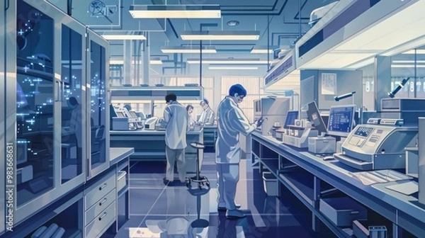 Fototapeta Scientists Working in a Modern Laboratory
