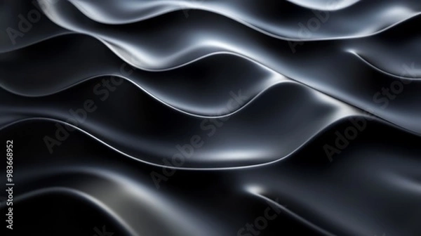 Fototapeta Abstract Black Waves 3D Render