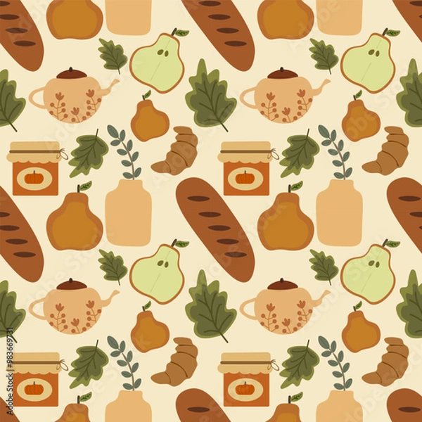 Fototapeta  Autumn vector ilustration seamless patern.Great for textile,fabric,wrapping paper,and any print.