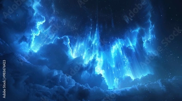 Fototapeta The aurora often has a beautiful and dazzling blue color at the south pole.