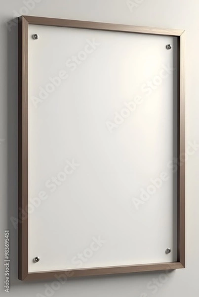 Obraz 白い壁に掛けられたフレームとねじ止めされた白いボード画像