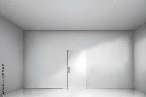 Obraz 真っ白な部屋に白い扉がある画像