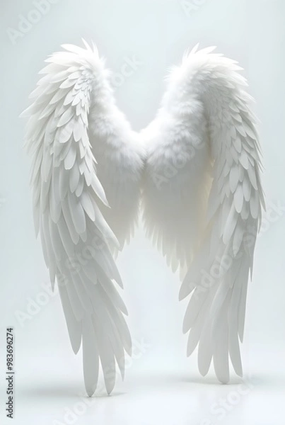 Obraz 真っ白な羽だけ浮いている抽象的な画像