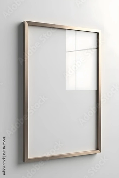 Obraz 窓の光が反射しているガラスでコーティングされた白いボードと額縁の画像