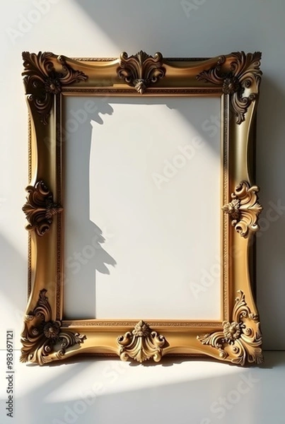 Obraz 光と影の中にある豪華な額縁と白いボード