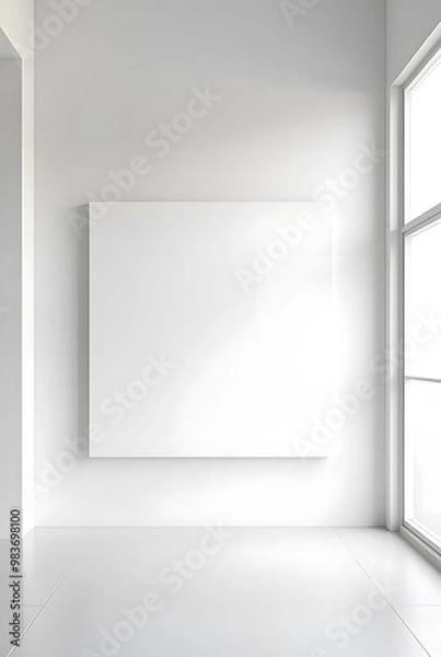 Obraz 真っ白な部屋と白い壁にかかる白いボード