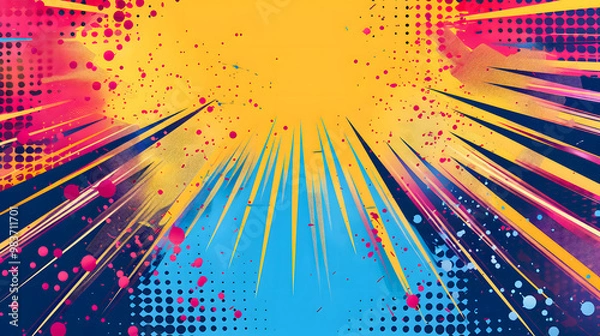 Fototapeta Blank colorful comic style abstract background template digital illustration