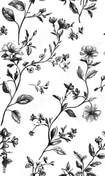 Fototapeta floral and leaf seamless patterns in doodle-style tile designs with graphic format.
