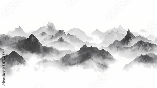 Fototapeta misty mountain landscape