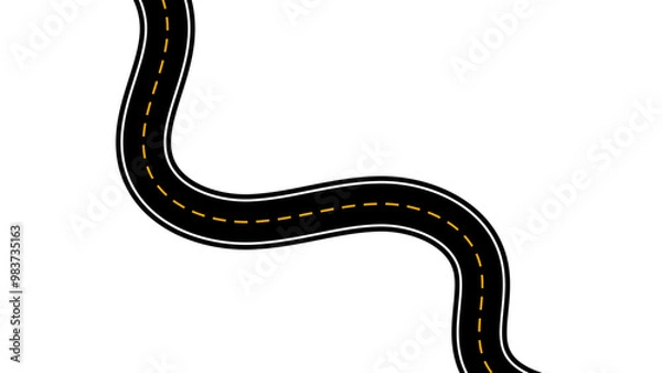 Fototapeta Horizontal asphalt road template. Winding road. Journey traffic curved highway. Seamless highway marking Isolated on background. Straight and winding road road. vector illustration