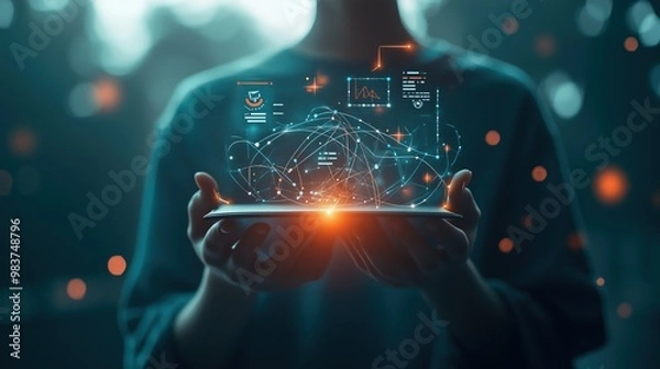 Obraz Glowing Diploma with Digital Graphics