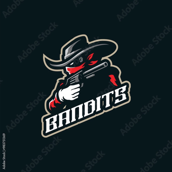 Obraz Bandits mascot logo design vector with modern illustration concept style for badge, emblem and t shirt printing. Bandits illustration with guns in hand.