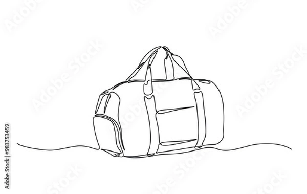 Obraz One continuous line drawing fitness bag. Sport bag in single line illustration.