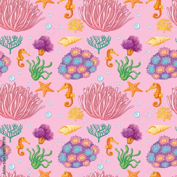 Fototapeta Colorful Underwater Marine Life Pattern