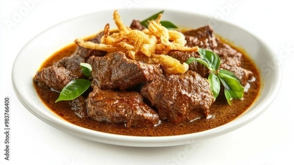 Fototapeta beef rendang with tender meat 