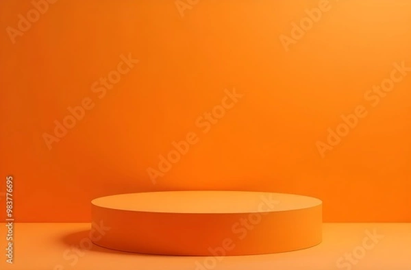 Fototapeta Orange platform, cylinder for displaying goods in Halloween style