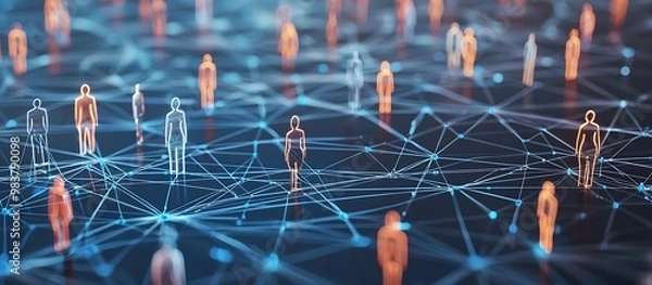 Fototapeta Company communication network visualized as a decentralized system.