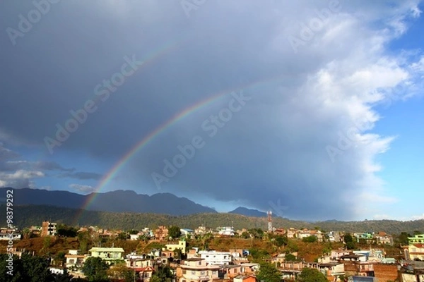 Obraz Double rainbow in the sky after rain. Hetauda, Nepal